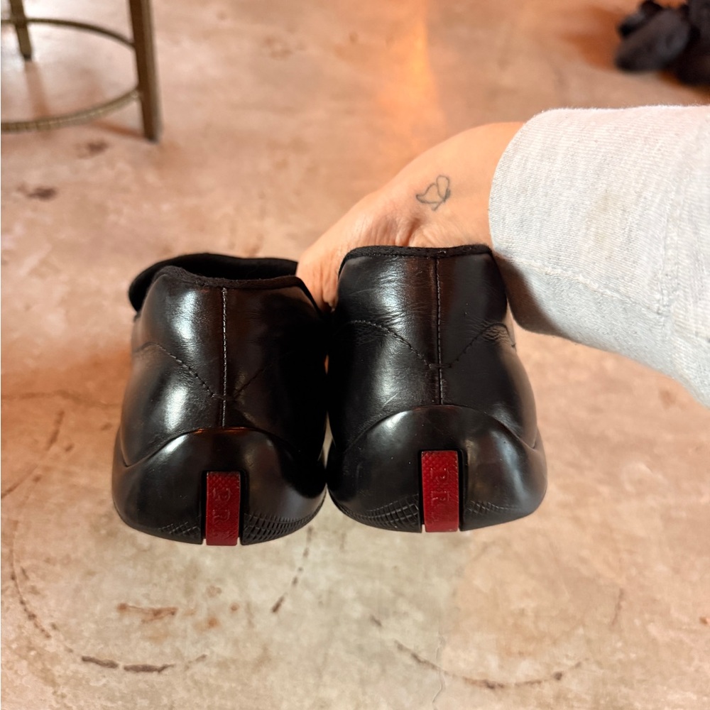 Men's Prada Black Leather Slip-On Loafers - Picture 7 of 9